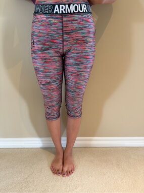 Under Armour Pink, Blue & Black Space-Dye Capri Leggings